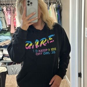 SOLD Black D.A.R.E. Hoodie with Colorful Logo